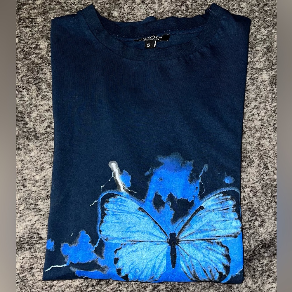 Oversized BooHooMAN Butterfly T-Shirt